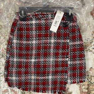 GB Girls Red and Black Asymmetrical Pencil Skirt